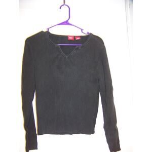 Wassano Black Ribbed Womens Shirt Size L